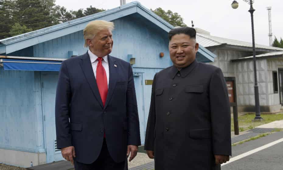 Donald Trump and Kim Jong-un meet in the demilitarized zone on 30 June. 