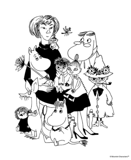 Tove Jansson’s selfportait with the Moomins.