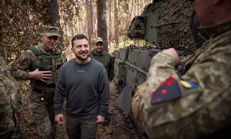 Volodymyr Zelenskiy visits troops in the Kharkiv region.