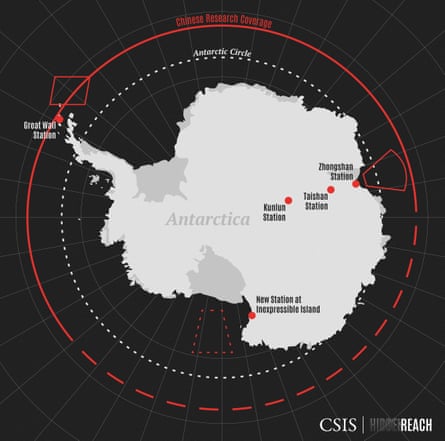 A map showing the location of the existing Chinese Antarctic station and the Untold Island site of the new station.