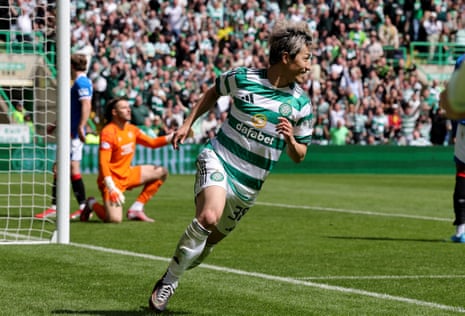 Celtic's Daizen Maeda celebrates after scoring his sides second goal