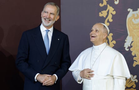 Pope Leo XIV and Spain’s King Felipe VI laughing