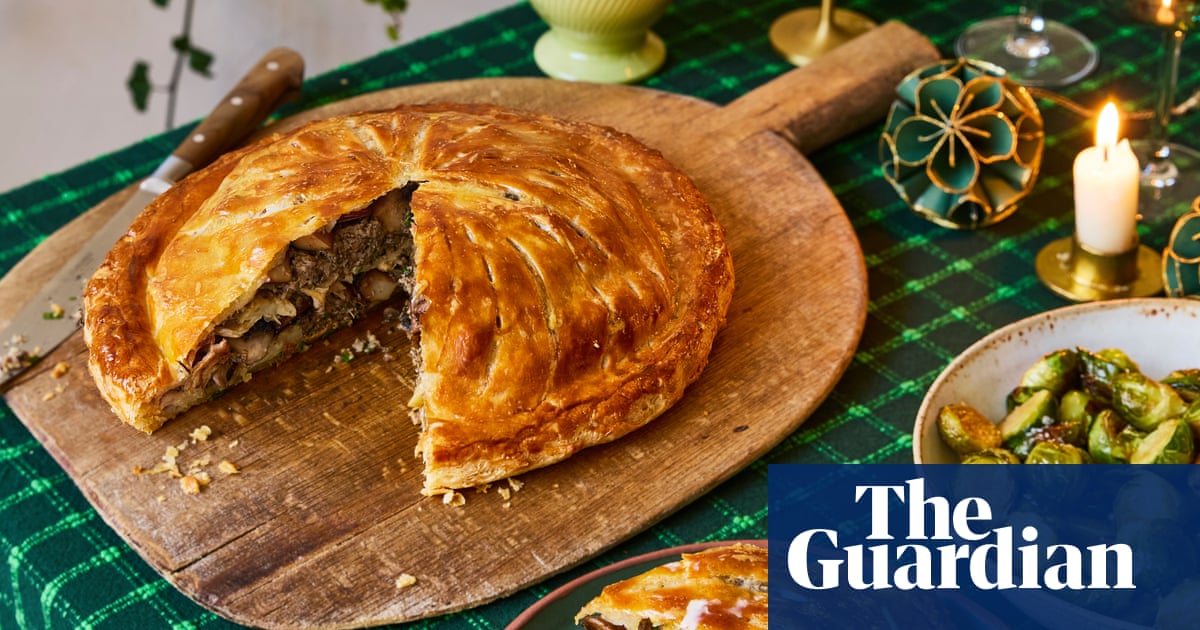 A vegetarian Christmas: Chantelle Nicholson’s French mushroom pie, caramelised pear pud and more