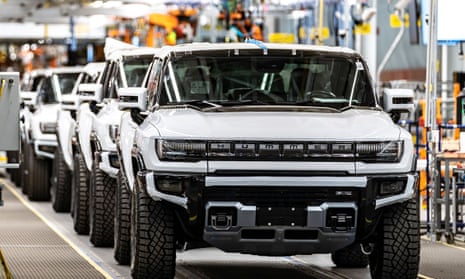 Electric Hummer cars at the  General Motors factory in Detroit