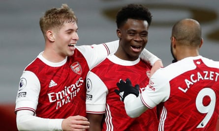 Bukayo Saka and Emile Smith Rowe (left) both came through the youth system at Arsenal and have broken into the first team.