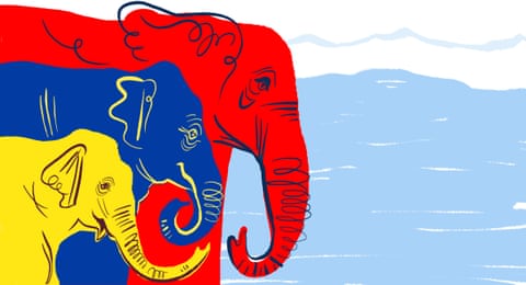 Illustration of three elephants
