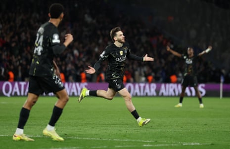 Kvaratskhelia celebrates scoring their fourth goal