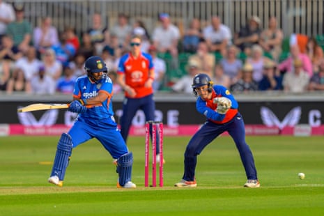 Deepti Sharma prior to losing her wicket.
