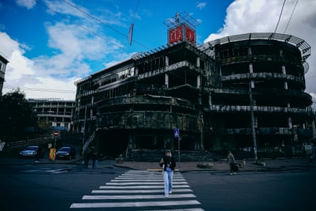 A bombed-out shopping mall