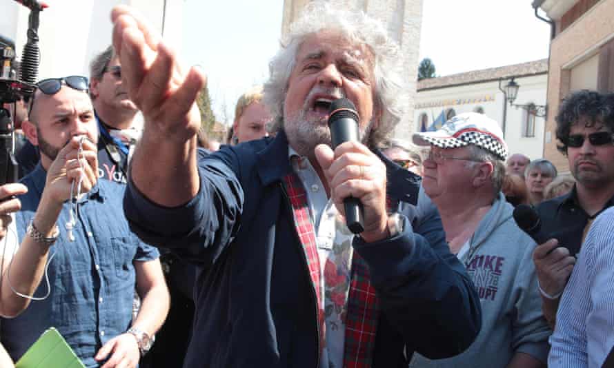 Beppe Grillo speaks during a rally three years ago.