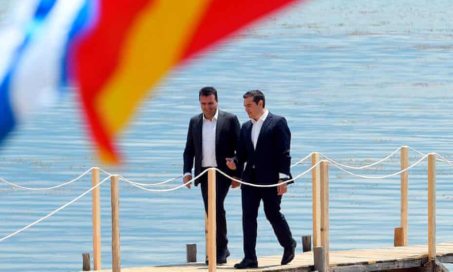 The prime ministers of North Macedonia, Zoran Zaev, left, and Greece, Alexis Tsipras, on the day they signed the agreement. 