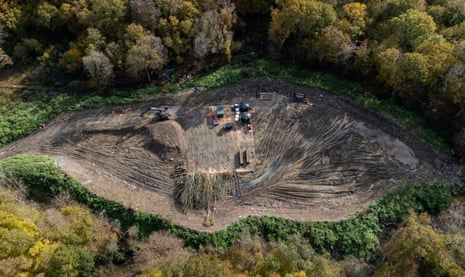 A view of Hoads Wood in Ashford, Kent, as an operation continues to clear thousands of tonnes of illegally dumped waste from the Kent woodland.