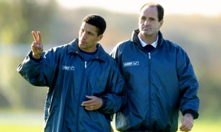 Chris Hughton assisting manager George Graham during a Tottenham training session in 1998