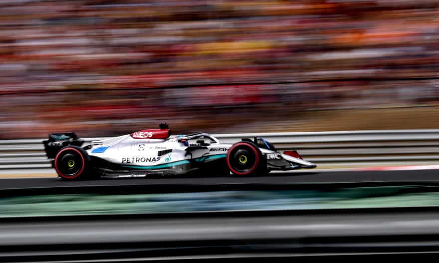 George Russell drives during the qualifying session ahead of the Formula One Hungarian Grand Prix at the Hungaroring