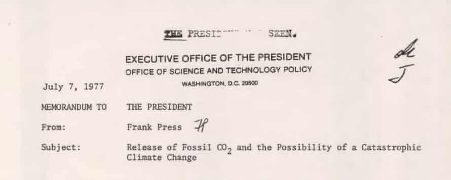 The 1977 White House climate memo that should have changed the world | Climate crisis The 1977 White House climate memo that should have changed the world | Climate crisis