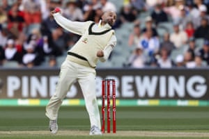 Nathan Lyon comes on to compound England’s misery.