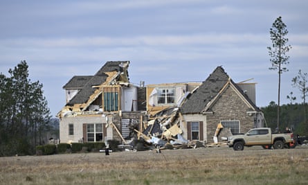 A damaged home in Pine Level, Alabama.