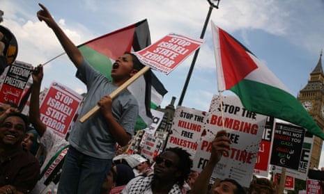 Protesters at a Free Palestine demonstration in London in July 2014.