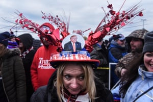 A Trump supporter outside the campaign rally in Wildwood, New Jersey.
