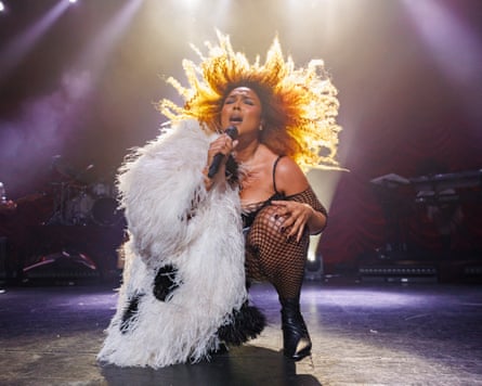 Woman singing on stage