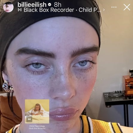 Billie Eilish’s Instagram showing her listening to Child Psychology by Black Box Recorder.