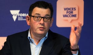 Victorian premier Daniel Andrews speaks to the media during on Sunday.