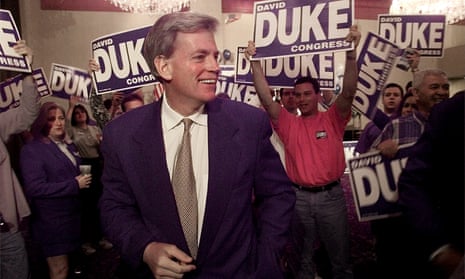 ‘No one could have known how timely this podcast would be’ ... David Duke, the former Ku Klux Klansman, greets political supporters.