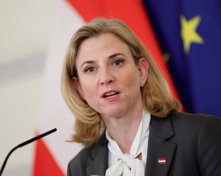 Austria’s foreign minister, Beate Meinl-Reisinger, attends a press conference in Vienna last week