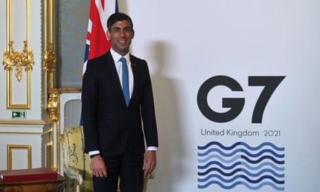Rishi Sunak arrives for a meeting of finance ministers from G7 countries at Lancaster House in London.