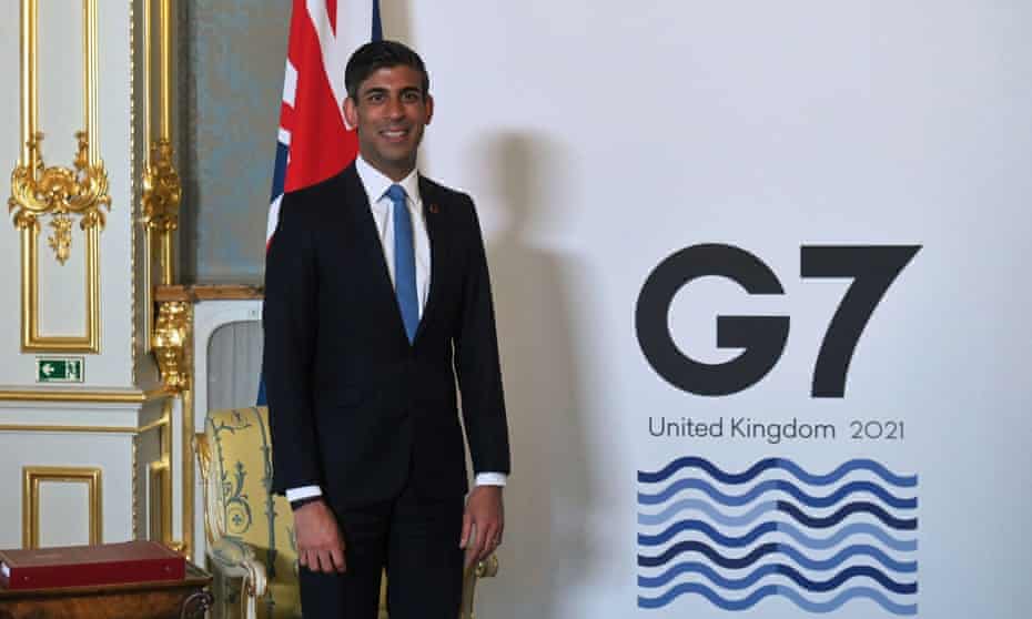 Rishi Sunak arrives for a meeting of finance ministers from G7 countries at Lancaster House in London.