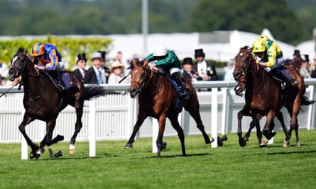 Auguste Rodin, ridden by Ryan Moore, on his way to winning the Prince Of Wales's Stakes.
