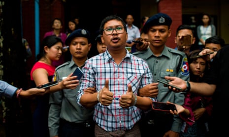 Detained Myanmar journalist Wa Lone after appearing in court on 20 August