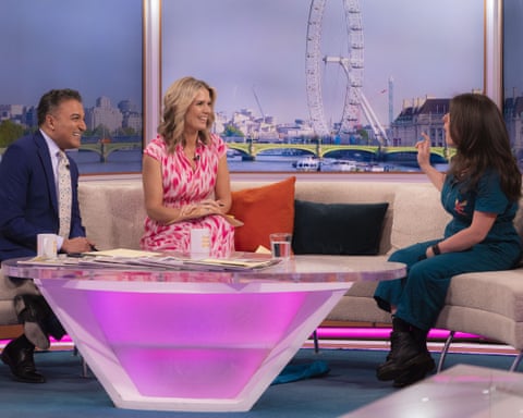 The Good Morning Britain daytime show, with presenters (from left) Adil Ray, Charlotte Hawkins and Rosie Jones.