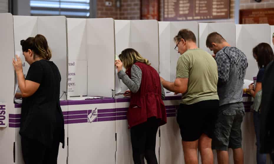 Voters at polling booth in 2019 election