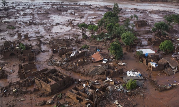 The remains of homes in Minas Gerais state, Brazil, a day after the BHP-owned dam collapsed