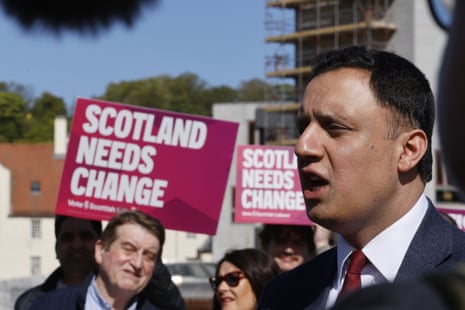 Anas Sarwar at a campaign event at the Dynamic Earth steps, Holyrood.