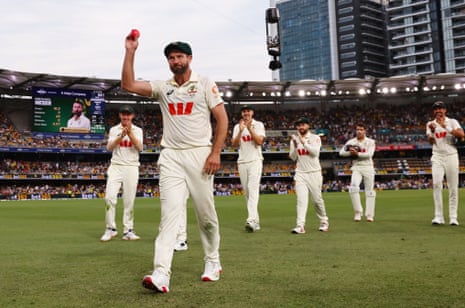 Australia's Michael Neser walks off after taking 5 wickets.