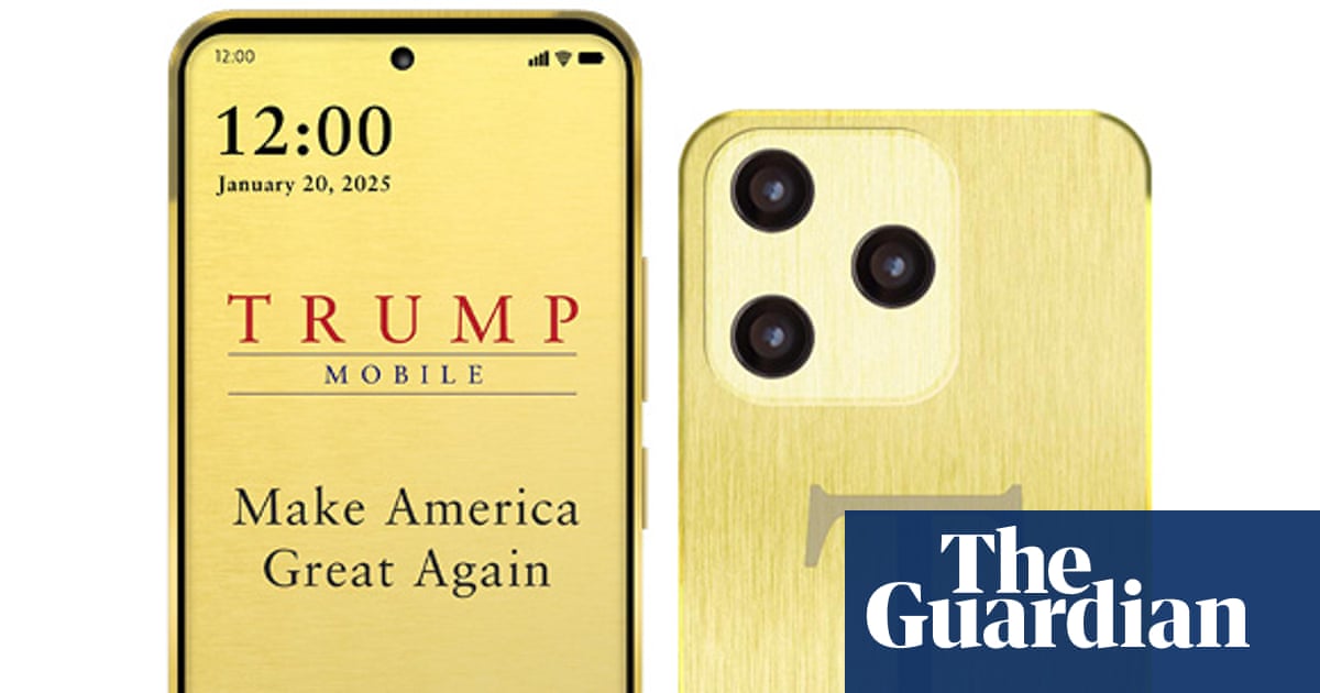 Artist’s impression of the Trump T1: a gold brick with an American flag on it, functionally identical to the actual product currently in customers’ hands.