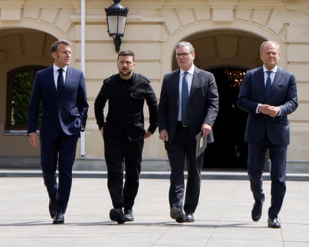 Emmanuel Macron, Volodymyr Zelenskyy, Keir Starmer e Donald Tusk