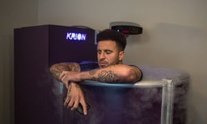 Kyle Walker stands in the cryotherapy chamber during the 2018 World Cup