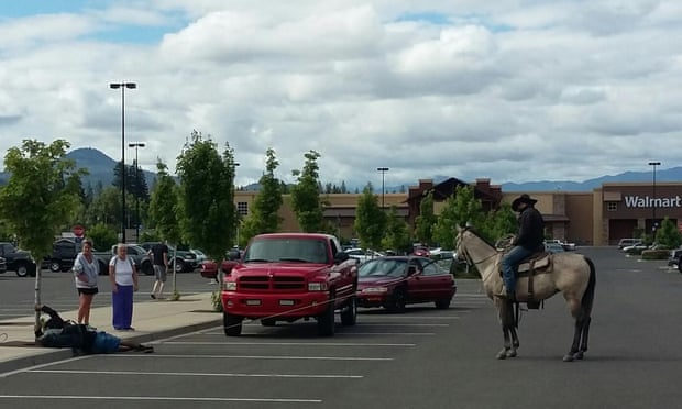 Only At WalMart: Rancher + Horse + Lasso = 1 would be bandit down on the pavement!  1230