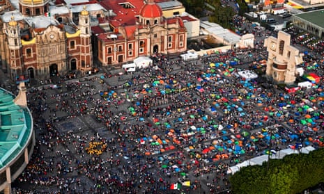 Aerial view of pilgrims gathering outside the Basilica of Guadalupe in Mexico City on 12 December 2019.