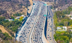 A busy freeway in Los Angeles, California.