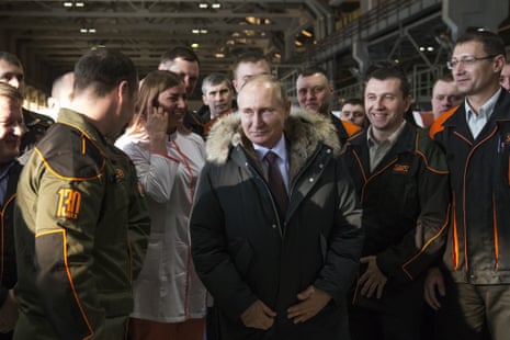 In this March 6, 2018, file photo, Russian president Vladimir Putin listens to employees of Uralvagonzavod factory in Nizhny Tagil, Russia. In 2011, Nizhny Tagil - an industrial city some 1,400 kilometers (870 miles) east of Moscow - was nicknamed “Putingrad” for its residents' fervent support of the president.