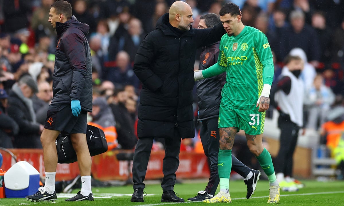 Manchester City's Ederson set to miss Arsenal clash with four-week layoff | Manchester City | The Guardian
