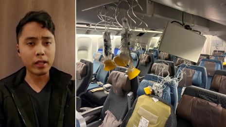 'Ficando completamente na horizontal': passageiros de voo da Singapore Airlines atingidos por turbulência – vídeo 'Ficando completamente na horizontal': passageiros de voo da Singapore Airlines atingidos por turbulência – vídeo