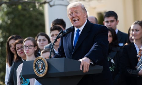 President Trump Addresses The March For Life From The White House<br>President Donald Trump addresses members of the March for Life, at the White House in Washington, D.C. on January 19, 2018. Trumps remarks were televised live to the rally on the mall. The March for Life is an anti-abortlion rally that falls on the anniversary of the Roe. v Wade Supreme Court ruling that legalized abortion in all 50 states. Photo by Kevin Dietsch/UPIPHOTOGRAPH BY UPI / Barcroft Images