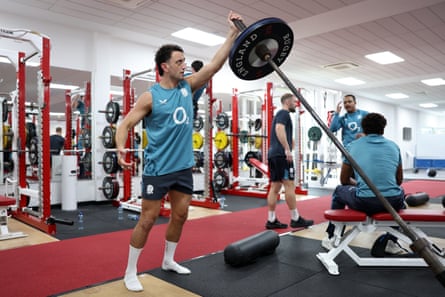 Alex Mitchell of England during an indoor training session at Pennyhill Park