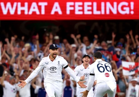 Will Jacks (left) delights in England’s star moment in the field on day two, after his stunning catch dismissed Steve Smith