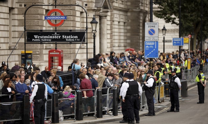 Up to 400,000 people are expected to brave a 12-hour wait on the banks of the Thames to catch a glimpse of the Queen’s coffin.